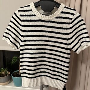 A&F Black and White Striped Knit Top
